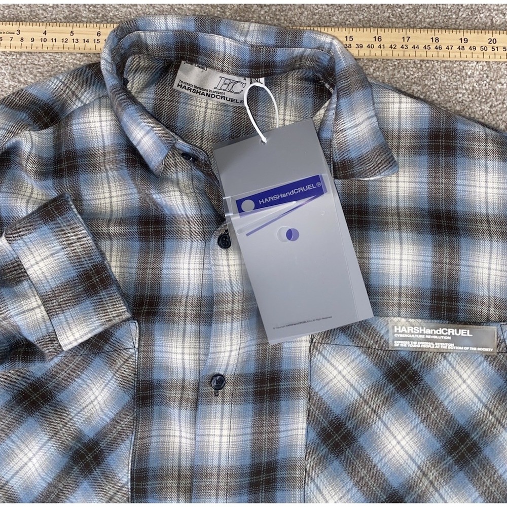 Harsh And Cruel Blue/Black Flannel Cyber Culture Revolution Mens 3XL Fish Read